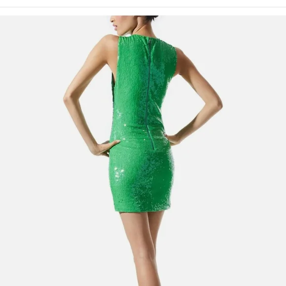 NWT Alice + Olivia Green Sequin Mini Dress